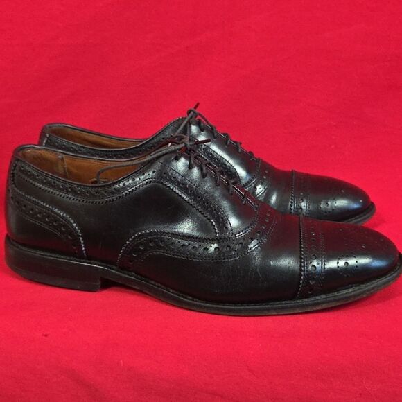 ALLEN EDMONDS Strand Cap-toe‎ Oxford Dress Shoe Black Leather Mens Size 8.5 - Picture 1 of 13